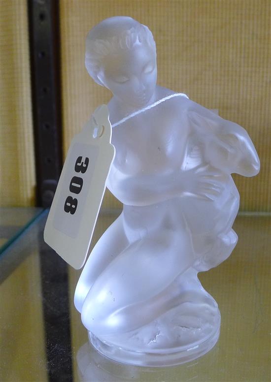 Lalique lady and fawn figure